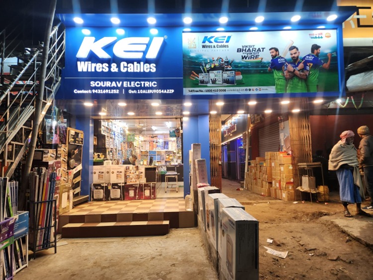 KEI Wires glow sign, night